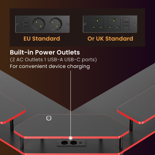  Value-Priced Corner Gaming Desk with 3 Monitor Risers GMD18-3 with Built-In RGB Light & EU/UK Standard Power Outlets from china(chinese)