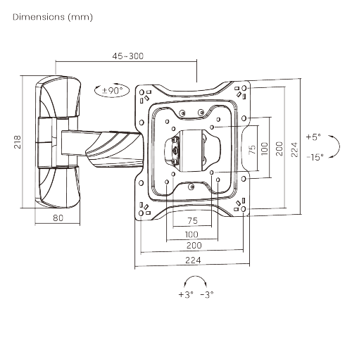 Elegant Full-Motion TV Wall Mount LPA50-221 For most 23''-43'' LED, LCD flat panel TVs from china(chinese)