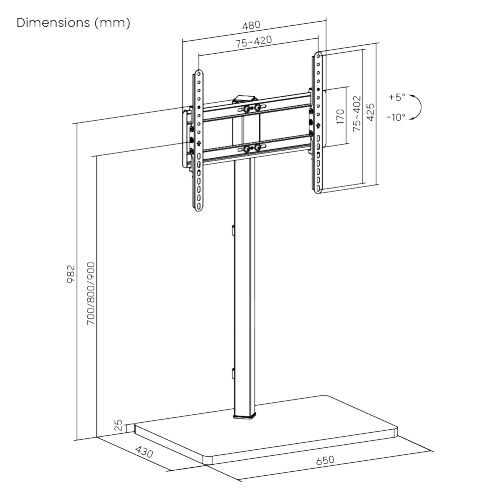 Prism Minimalism TV Floor Stand FS53-44T-01 Fits up to 65” TVs from china(chinese)