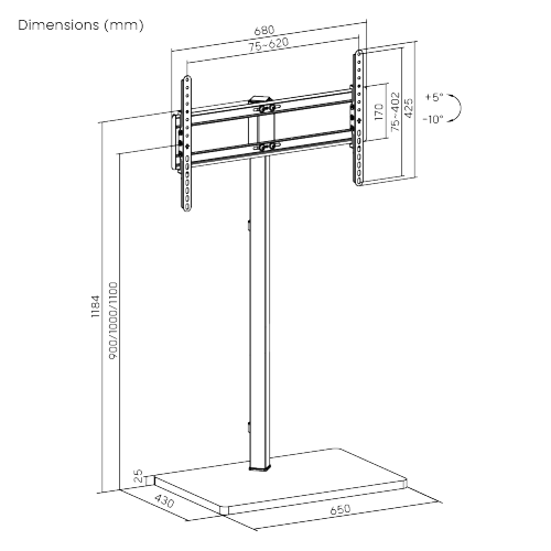Prism Minimalism TV Floor Stand FS53-46T-01 Fits up to 75” TVs from china(chinese)