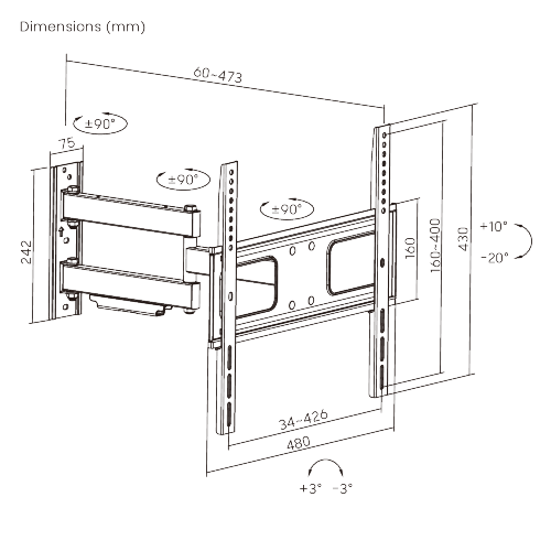 Outdoor Weatherproof Slim Articulating Full-Motion TV Wall Mount LPA36-443W Fits most 32"~75" TVs from china(chinese)