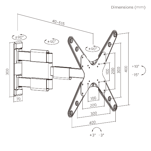SOPORTE DE PARED PARA TV DE PANTALLA PLANA & CURVA MOVIMIENTO COMPLETO DELGADO LPA33-443A Para la mayoría de televisores de pantalla plana & curva de 23"-65" from china(chinese)