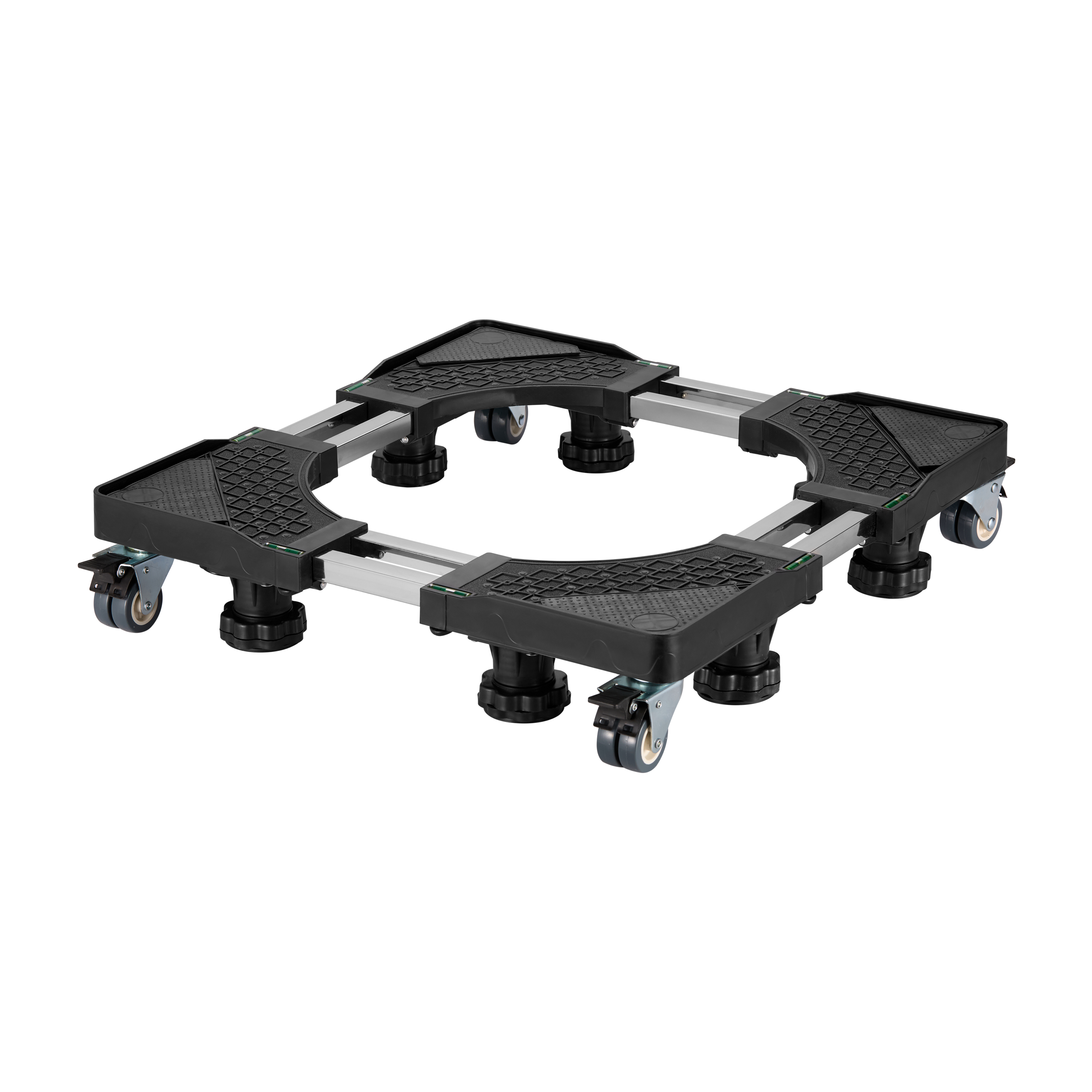 Adjustable Mobile Base with 8 Leveling Feet and 4 Locking Casters