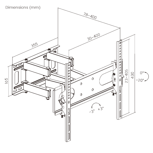 Super Economy Full-Motion TV Wall Mount KLA29-446 For most 32"~65" flat panel TVs from china(chinese)