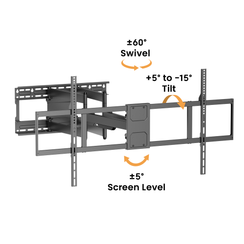 Ultra-Reach Heavy-Duty Full-Motion TV Wall Mount with Super Large Extension LPA91-6126XLD Fits 406mm (16''), 457mm (18''), 610mm (24'') stud spacing. from china(chinese)