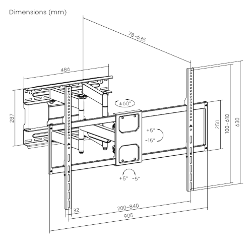 Ultra-Reach Heavy-Duty Full-Motion TV Wall Mount LPA91-686 Fits 406mm (16''), 457mm (18'') stud spacing. from china(chinese)