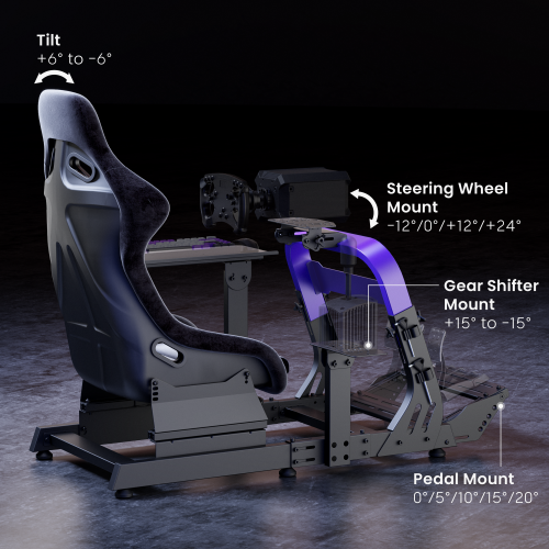 Robust Sim Racing Cockpit with Gear Shift Mount & Seat LRS18-BS02 Wider Adjustment. Enhanced Stability. from china(chinese)
