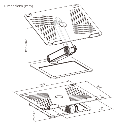 Minimalist Free-Lifting Laptop Riser with Dual Arms LPS09-02  Flexible Adjustment & Modern Design Profile from china(chinese)