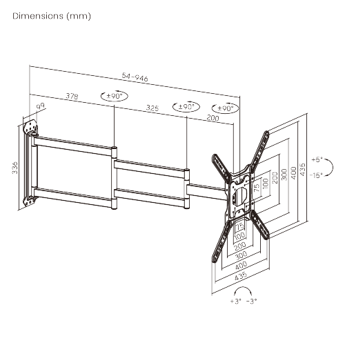 Outdoor Weather-Proof Full-Motion TV Wall Mount with Extra Long Arm LPA84-445XLW For most 23”~65” TVs from china(chinese)