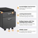 2-Drawer Locking Mobile File Cabinet with Cushion