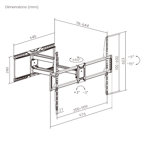 Cost-Effective Heavy-Duty Full-Motion TV Wall Mount LPA86-696A With enhanced robustness to hold TVs up to 75kg & larger extension from china(chinese)