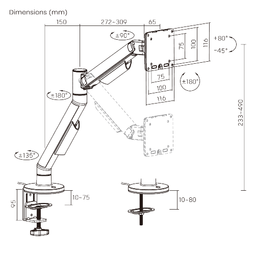 EVERGLOW Gas Spring Monitor Arm with RGB Lighting (Supports Win11’s "Dynamic Lighting") LDT119-C012LW Lights up your zone with full illumination. from china(chinese)