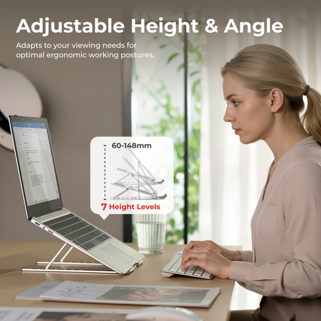 PORTABLE 7-LEVEL ADJUSTABLE ALUMINUM LAPTOP RISER LPS03-3-01 For most 11”-15” laptops, tablets and more from china(chinese)