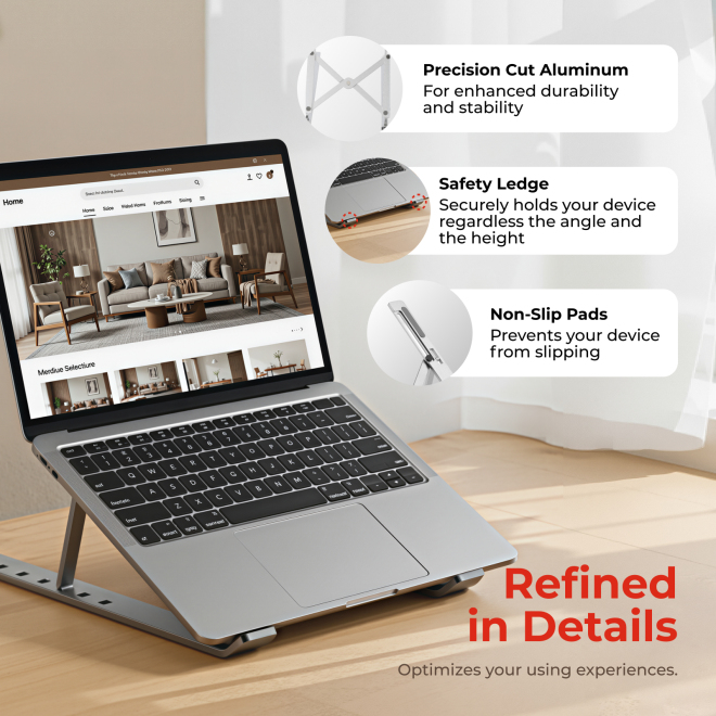 PORTABLE 7-LEVEL ADJUSTABLE ALUMINUM LAPTOP RISER LPS03-3-01 For most 11”-15” laptops, tablets and more from china(chinese)