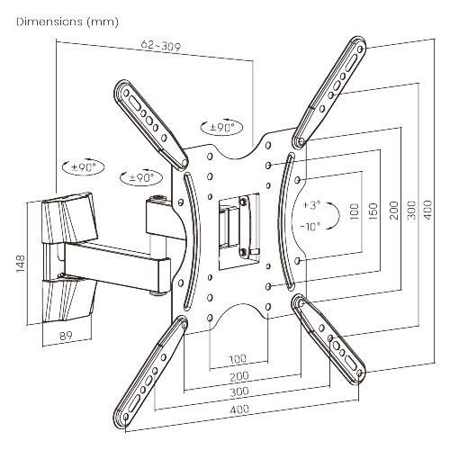 Super Economy Full-motion TV Wall Mount KLA27-442 For most 32"-65" LED, LCD Flat Panel TVs from china(chinese)