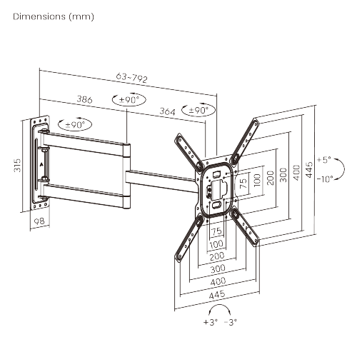 ExtendMax Full-Motion TV Wall Mount LPA95-443L Enjoy cross-room viewing at an accessible price. from china(chinese)