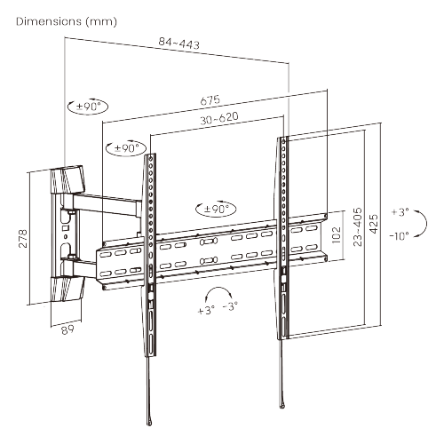Super Economy Full-motion TV Wall Mount KLA28-463 For most 37"-80" LED, LCD Flat Panel TVs from china(chinese)