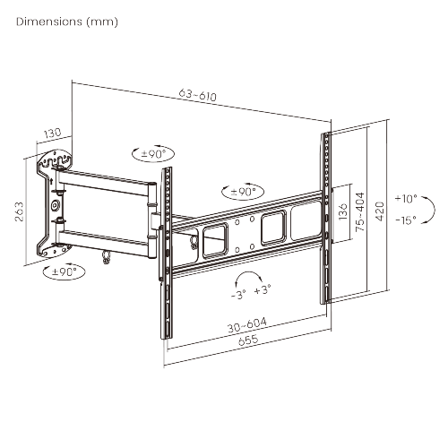 Classic Full-Motion TV Wall Mount LPA52-463WL For most 37"-70" TVs  from china(chinese)