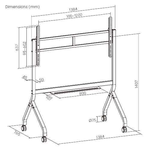 SlimLift Heavy-Duty TV Cart TTF19-612FW Holds TVs up to 110 inch / 120 kg (264 lbs) from china(chinese)