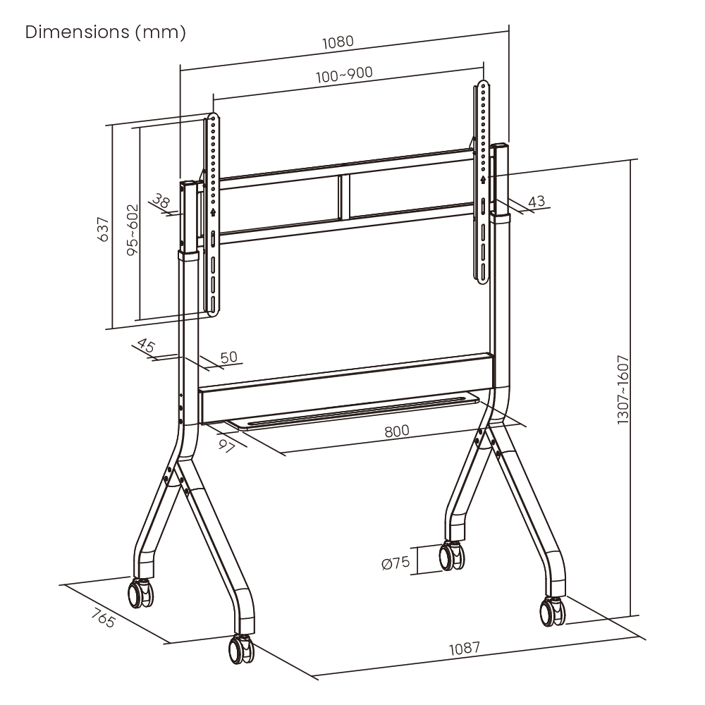 SlimLift Motorized Height Adjustable Heavy-Duty TV Cart Supplier