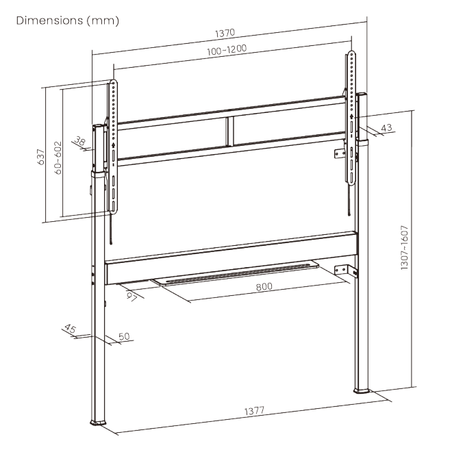 SlimLift Motorized Height Adjustable Heavy-Duty Wall-Mounted Stand TTF19S-612FR Holds TVs up to 110 inch / 120 kg (264 lbs) from china(chinese)