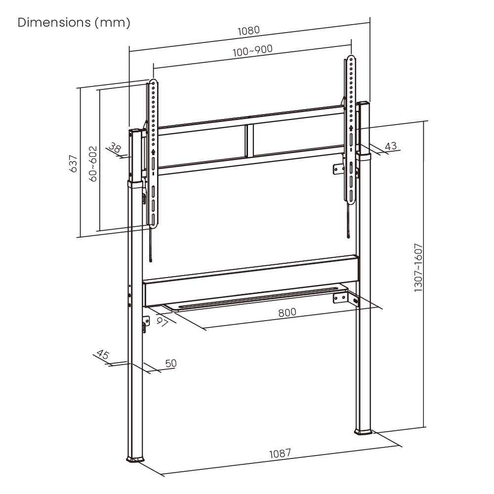 SlimLift Motorized Height Adjustable Heavy‑Duty Wall‑Mounted Stand