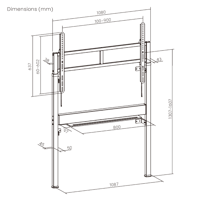 SlimLift Motorized Height Adjustable Heavy-Duty Wall-Mounted Stand TTF19S-69FR Hold TVs up to 90 inch / 90kg (198 lbs) from china(chinese)