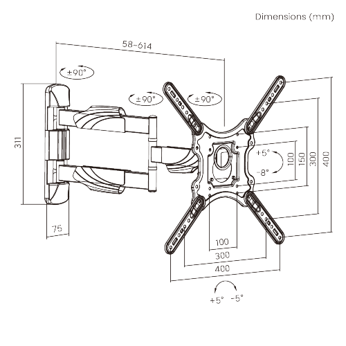 Elegant Full-motion OLED/LED/LCD TV Wall Mounts KMA28-443L For most 23"-65" OLED/LED/LCD flat panel TVs from china(chinese)