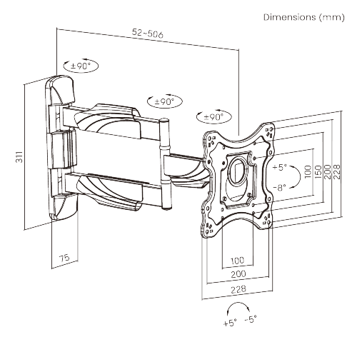 Elegant Full-motion TV Wall Mounts KMA28-223 For most 23''-43'' LED, LCD flat panel TVs from china(chinese)