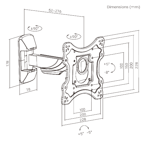 SOPORTES DE PARED PARA TV DE MOVIMIENTO COMPLETO ELEGANTE KMA28-221 Para la mayoría de los televisores de pantalla plana LCD y LED de 23'' - 43'' from china(chinese)