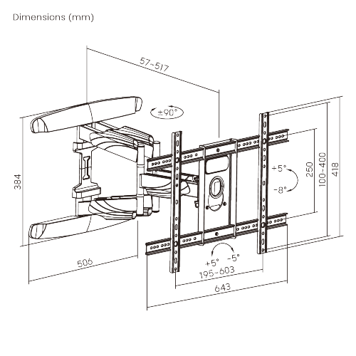 Elegant Full-motion TV Wall Mount KMA28-466D For most 37"-86" LED, LCD flat panel TVs from china(chinese)