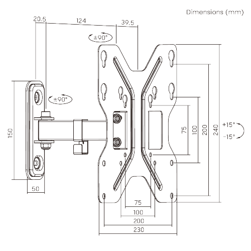 Economy Low Profile Full-motion Wall Mount LDA11-221 For most 23’’-43’’ LED, LCD flat panel TVs from china(chinese)