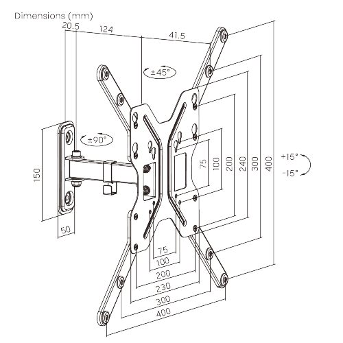 Economy Steel Full-motion TV Wall Mount LDA11-441A For most 23"-65" LED, LCD flat panel TVs from china(chinese)