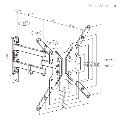 Economy Steel Full-motion TV Wall Mount LDA11-443A For most 23"-65" LED, LCD flat panel TVs from china(chinese)