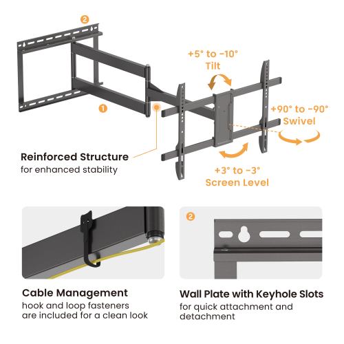 Outdoor Weather-Proof Full-Motion TV Wall Mount with Extra Long Arm LPA84-463XLW For most 43”~80” TVs from china(chinese)