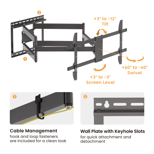 Outdoor Weather-Proof Full-Motion TV Wall Mount with Extra Long Arm LPA84-486XLW For most 43”~90” TVs from china(chinese)