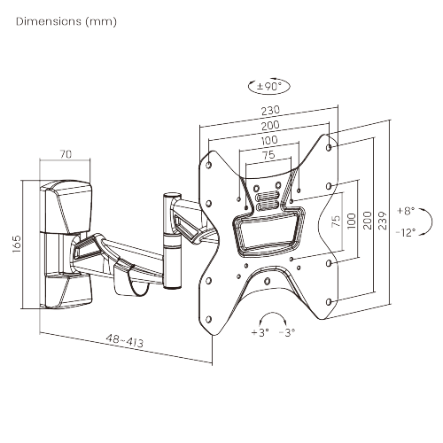 Elegant Aluminum Full-motion TV Wall Mount LDA20-222 For most 23"-43" LED, LCD Flat Panel TVs  from china(chinese)
