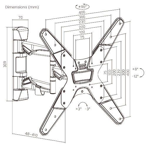 Aluminum Full-motion Curved TV Wall Mount  LDA20-443 For most 23"-65" curved & flat panel TVs from china(chinese)