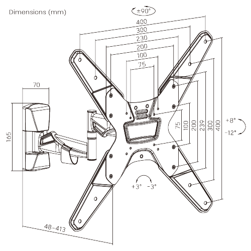 Elegant Aluminum Full-motion TV Wall Mount  LDA20-442 For most 23"-65" LED, LCD Flat Panel TVs  from china(chinese)