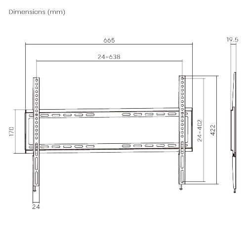 Slim Profile Fixed TV Wall Mount KL22-64F For most 37"-80" LED, LCD Flat Panel TVs from china(chinese)