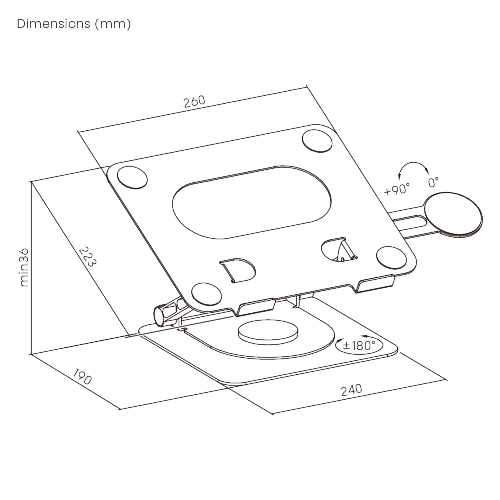 360° Rotating Foldable Stepless Adjustable Laptop Riser with Magnetic Phone Stand LPS03-41 For most 11”-17” laptops, tablets and more from china(chinese)