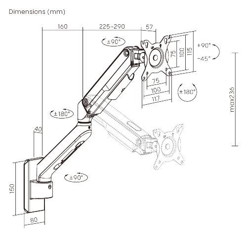 Affordable Mechanical Spring Monitor Wall Mount LDA112-112E Stable. Smooth. Simple. from china(chinese)