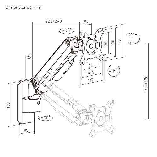 Affordable Gas Spring Monitor Wall Mount LDA112-111 Stable. Smooth. Simple. from china(chinese)