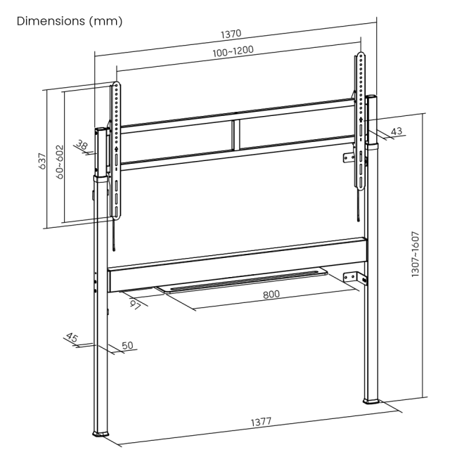 SlimLift Motorized Height Adjustable Heavy-Duty Wall-Mounted Stand TTF19S-612FR Holds TVs up to 110 inch / 120 kg (264 lbs) from china(chinese)