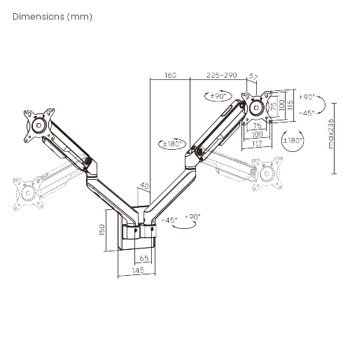 Affordable Mechanical Spring Dual-Monitor Wall Mount LDA112-114E Stable. Smooth. Simple. from china(chinese)
