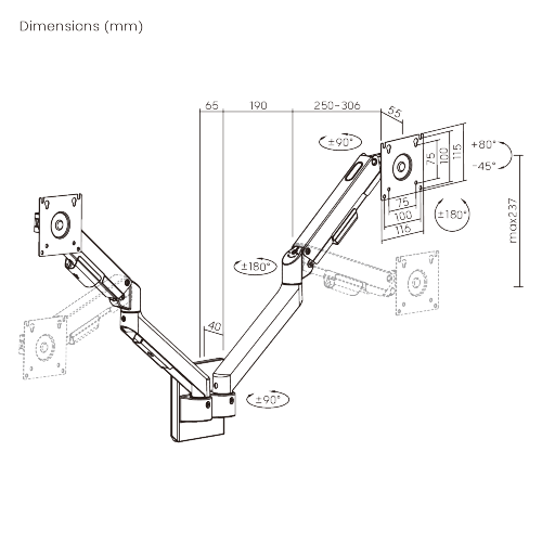 Affordable Dual-Screen Wall-Mounted Gas Spring Monitor Arm LDA113-114 Value you need, versatility you want. from china(chinese)
