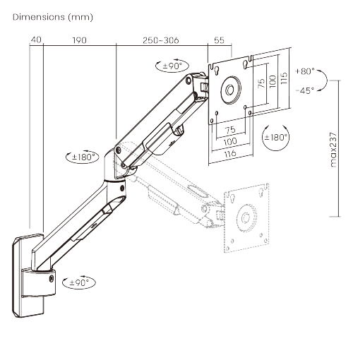 Affordable Gas Spring Wall-Mounted Monitor Arm LDA113-112 Value you need, versatility you want. from china(chinese)
