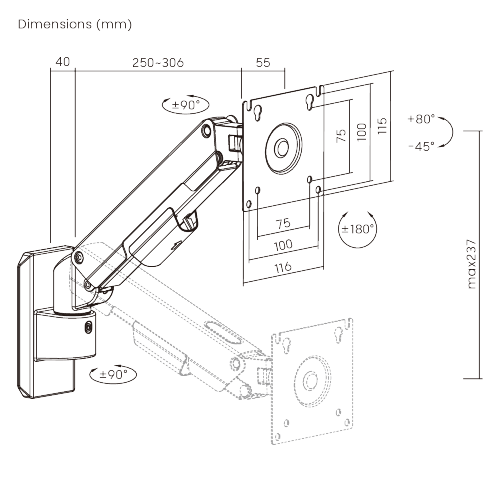 Affordable Wall-Mounted Mechanical Spring Monitor Arm LDA113-111E Value you need, versatility you want. from china(chinese)