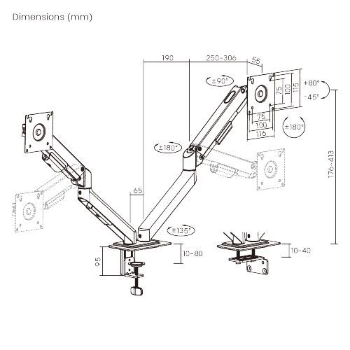 Affordable Dual-Screen Gas Spring Monitor Arm LDT113-C024 Value you need, versatility you want. from china(chinese)