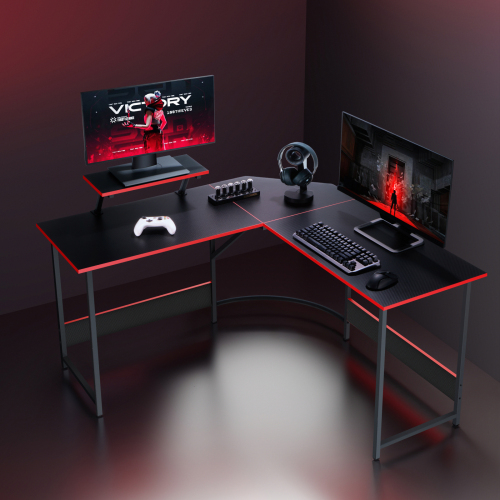 Corner-Shaped Gaming Desk with Monitor Riser GMD15-1 Affordable Desk for Peak Gaming Experience from china(chinese)